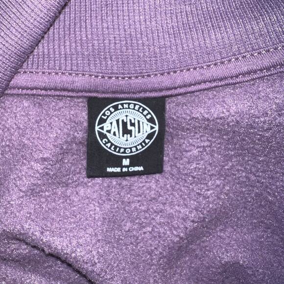 PacSun ladies size M 1/2 zip polo crop long sleeve logo spell out sweatshirt - Picture 7 of 8